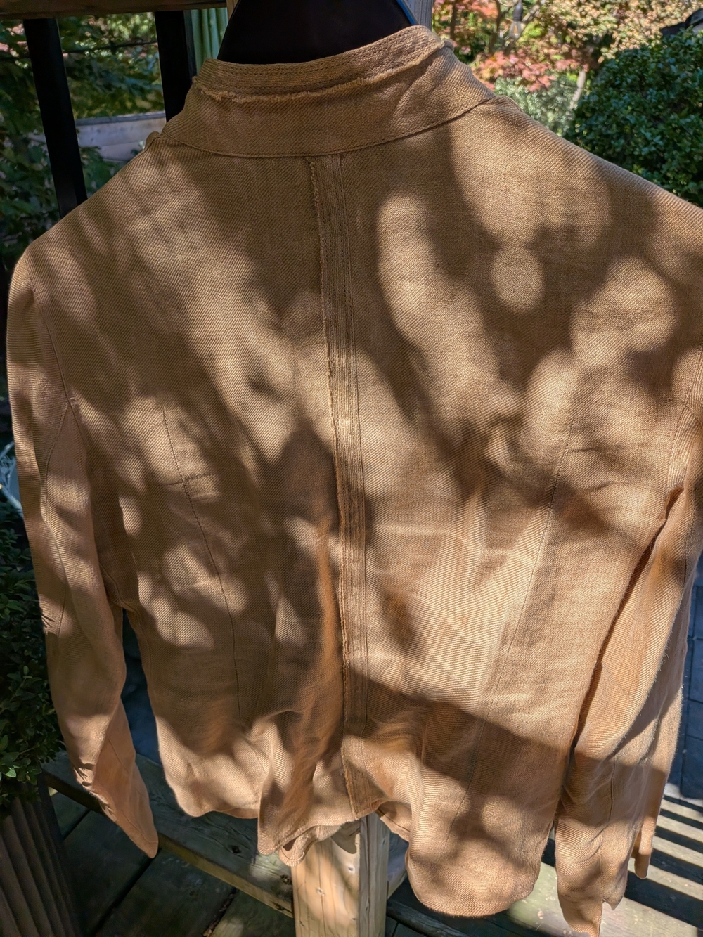 Lida Baday Women's Tan Button-Down Linen Shirt - Picture 3 of 3